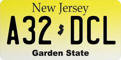NJ license plate A32DCL