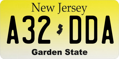 NJ license plate A32DDA