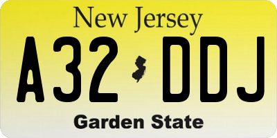 NJ license plate A32DDJ