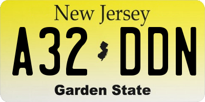 NJ license plate A32DDN