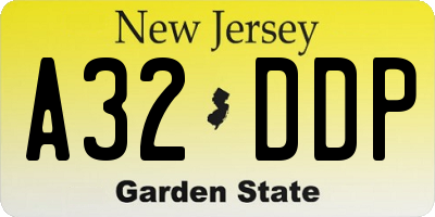 NJ license plate A32DDP