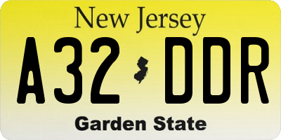 NJ license plate A32DDR