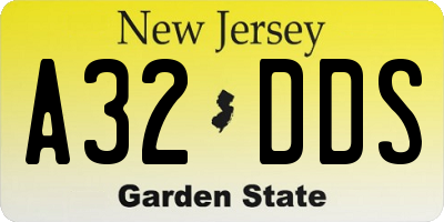 NJ license plate A32DDS