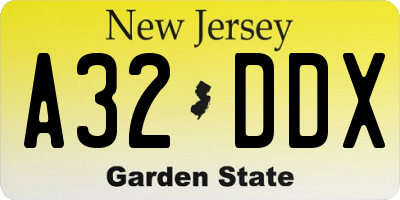 NJ license plate A32DDX