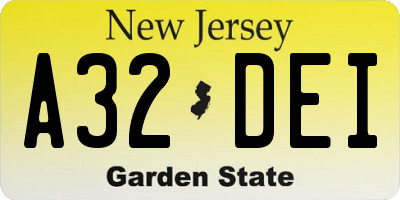NJ license plate A32DEI