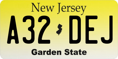 NJ license plate A32DEJ