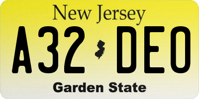 NJ license plate A32DEO