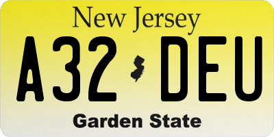 NJ license plate A32DEU