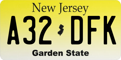 NJ license plate A32DFK