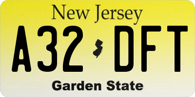 NJ license plate A32DFT