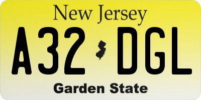 NJ license plate A32DGL