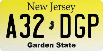NJ license plate A32DGP