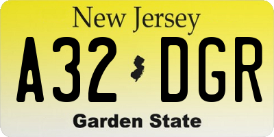 NJ license plate A32DGR