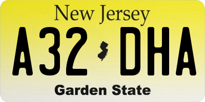 NJ license plate A32DHA