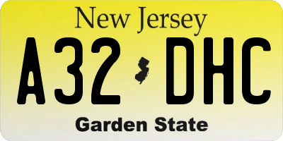 NJ license plate A32DHC