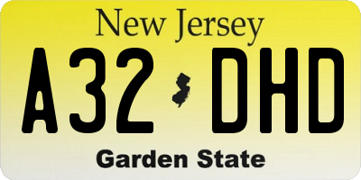 NJ license plate A32DHD