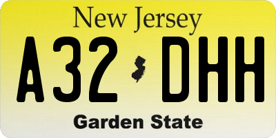 NJ license plate A32DHH