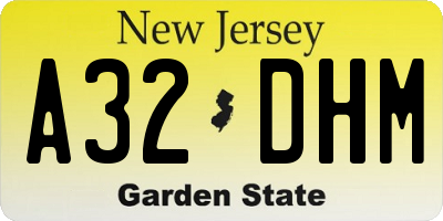 NJ license plate A32DHM
