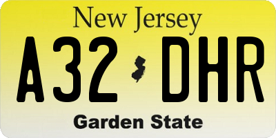NJ license plate A32DHR