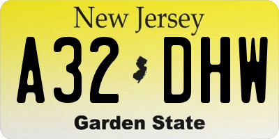 NJ license plate A32DHW