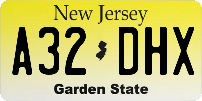 NJ license plate A32DHX
