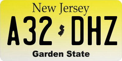 NJ license plate A32DHZ