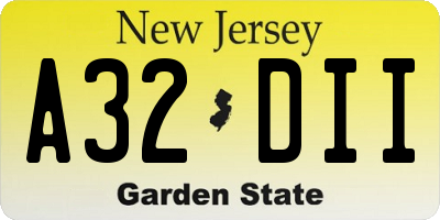 NJ license plate A32DII