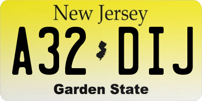 NJ license plate A32DIJ