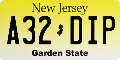 NJ license plate A32DIP