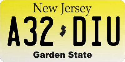 NJ license plate A32DIU