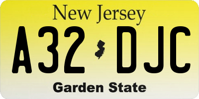 NJ license plate A32DJC