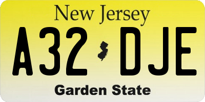 NJ license plate A32DJE