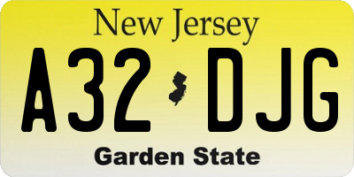 NJ license plate A32DJG