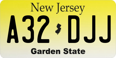 NJ license plate A32DJJ
