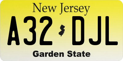 NJ license plate A32DJL