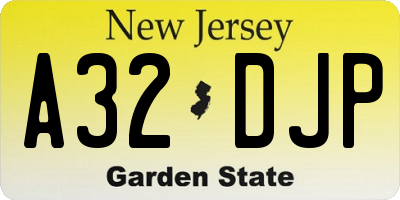 NJ license plate A32DJP