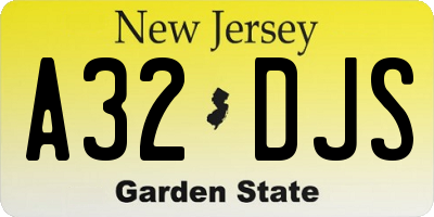 NJ license plate A32DJS