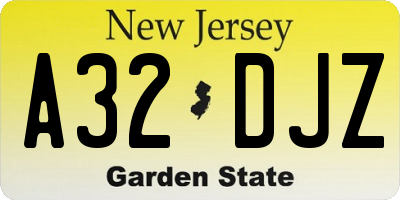 NJ license plate A32DJZ