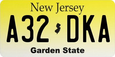 NJ license plate A32DKA