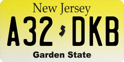 NJ license plate A32DKB