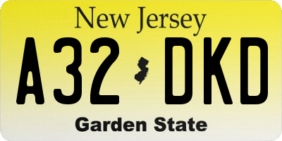 NJ license plate A32DKD