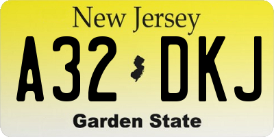 NJ license plate A32DKJ