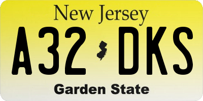 NJ license plate A32DKS