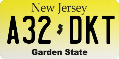 NJ license plate A32DKT