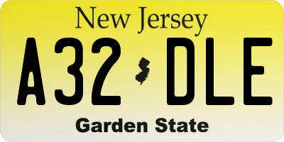 NJ license plate A32DLE