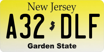 NJ license plate A32DLF