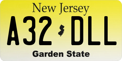 NJ license plate A32DLL