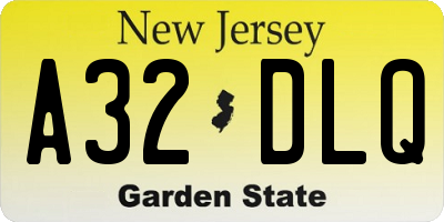 NJ license plate A32DLQ
