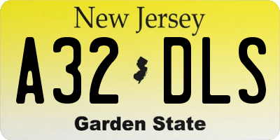 NJ license plate A32DLS