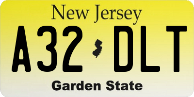 NJ license plate A32DLT